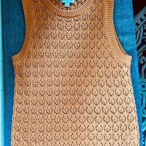 Evereve Brown Sleeveless Knit Sweater Top